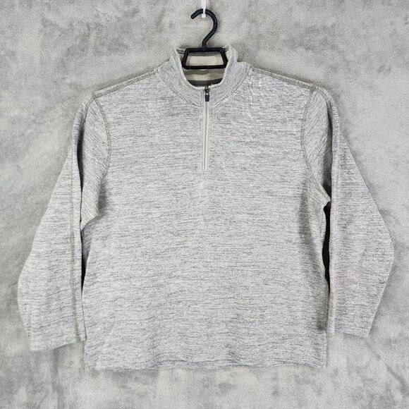Mens Heather Gray Eddie Bauer Sweatshirt 1/4 Zip Long Sleeve Mock Neck L - Picture 2 of 9